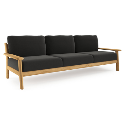 Amaro loungebank in teak met natte sooty all weather sunbrella® luxe kussen