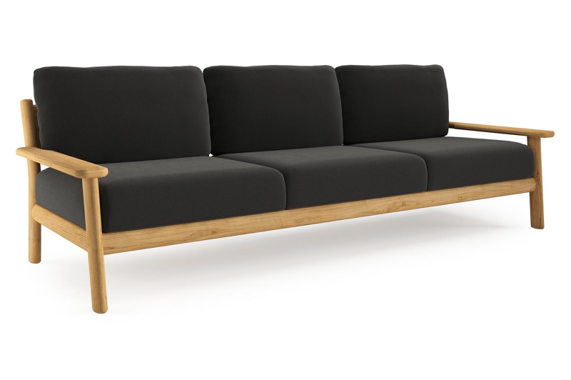 Amaro loungebank in teak met natte sooty all weather sunbrella® luxe kussen