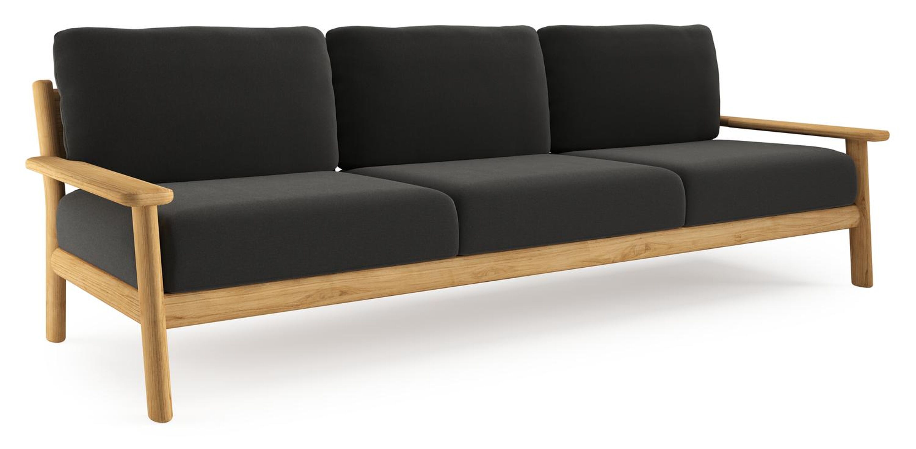 Canapé de jardin Amaro en teck et coussins en all weather sunbrella® luxe natte sooty