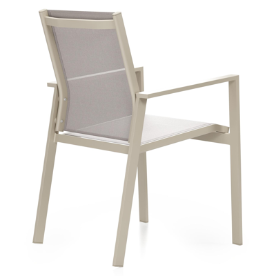 Bahia tuinset rechthoekig in beige aluminium en sintered stone beige met 6 Bahia tuinstoelen