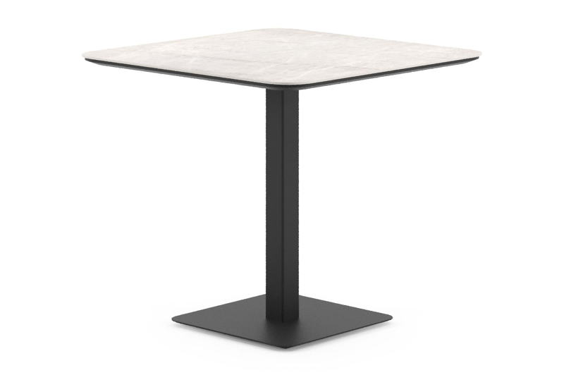 Fano tuintafel afgerond vierkant in zwart aluminium en volkeramiek Taj Mahal - L 80 x B 80 x H 72.5 cm