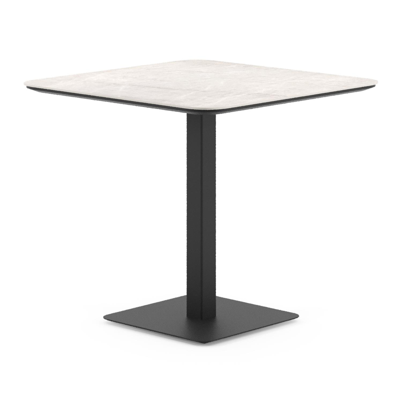 Fano tuintafel afgerond vierkant in zwart aluminium en volkeramiek Taj Mahal - L 80 x B 80 x H 72.5 cm