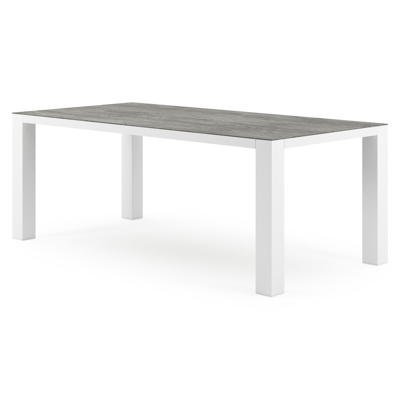 Nano tuintafel in wit aluminium en volkeramiek aspen grey - L 200 x B 100 x H 75 cm