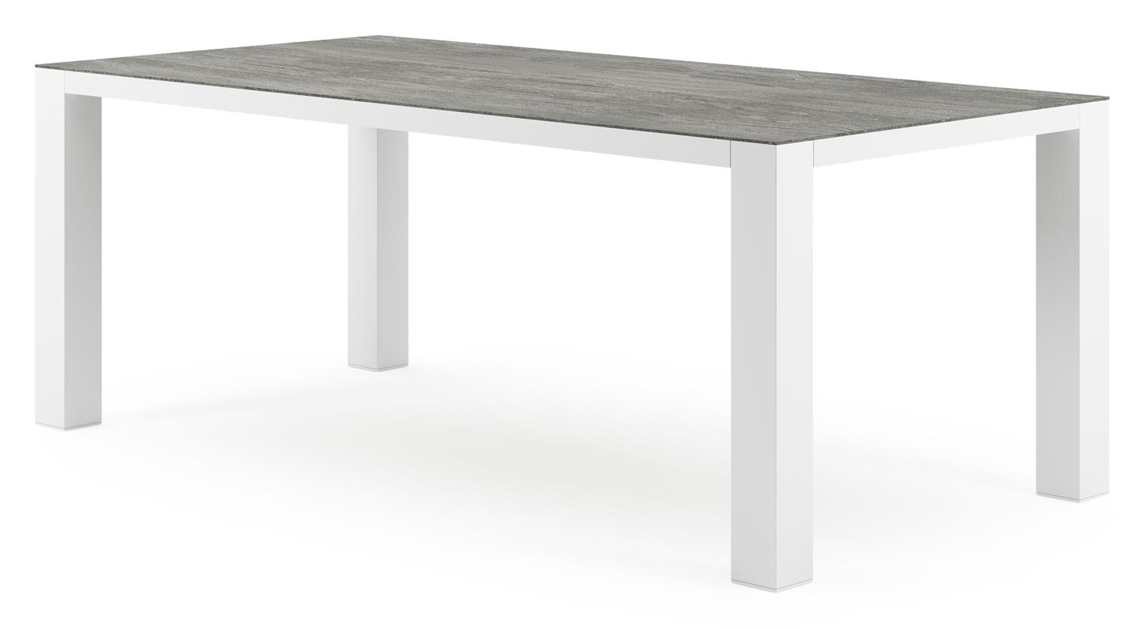 Nano tuintafel in wit aluminium en volkeramiek aspen grey - L 200 x B 100 x H 75 cm