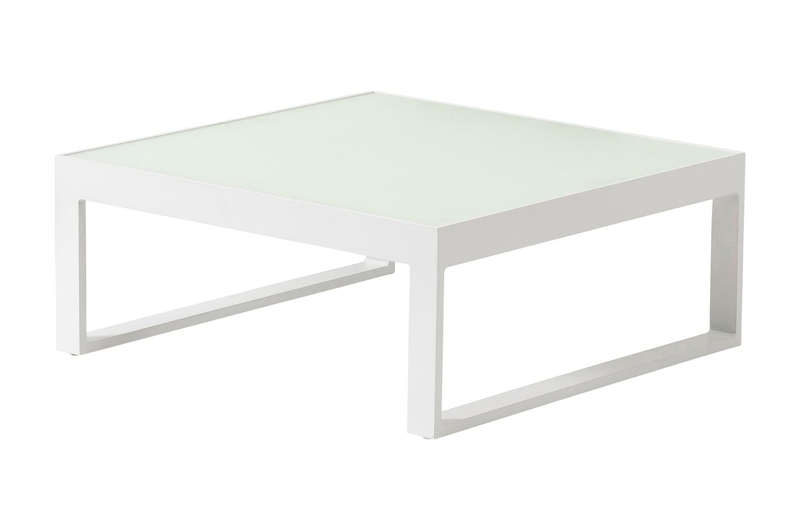 Caldela loungehoek in wit aluminium met grijs polyester kussens en loungetafel