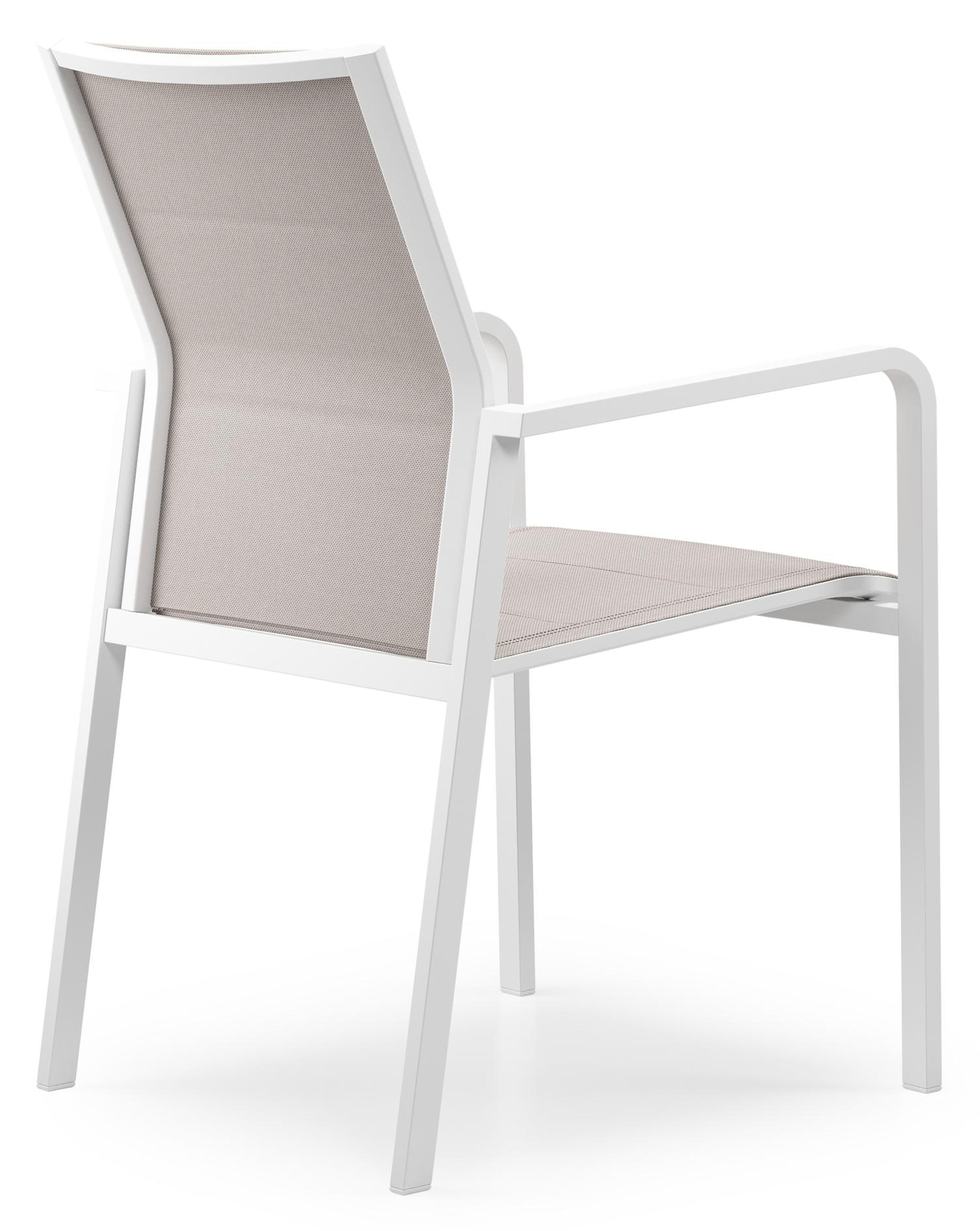 Como stapelbare tuinstoel in wit aluminium en beige dubbele textilene