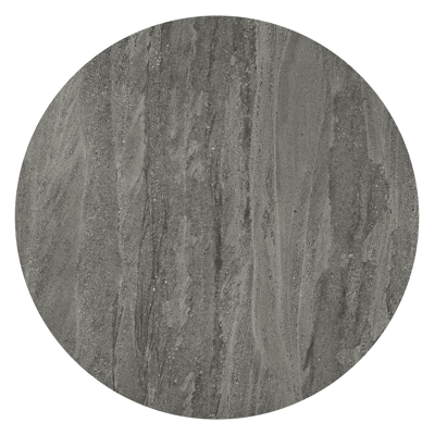 Amico loungetafel rond in wit aluminium en volkeramiek Aspen Grey - Dia. 110 x H 28 cm