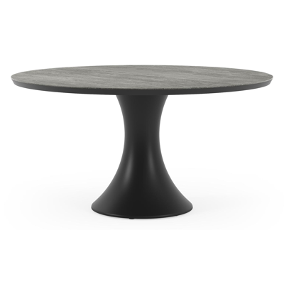 Fano tuintafel in zwart aluminium en volkeramiek aspen grey - Dia. 148 x H 75 cm