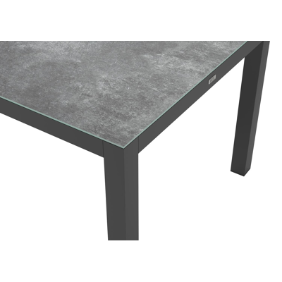 Varese tuinset in zwart aluminium en grijs keramisch glas tafelblad met 10 Rivo tuinstoelen