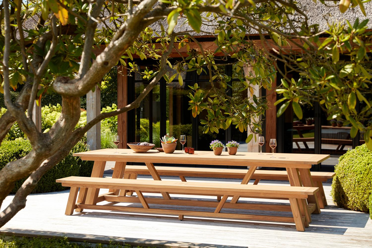 Borgo bank in teak voor 6 tot 8 personen - B 330 x D 40 x H 45 cm