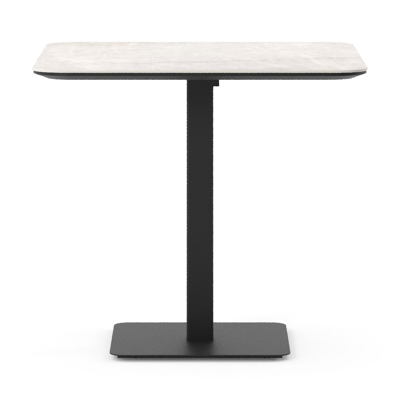 Table de jardin Fano inclinable carré arrondi en aluminium noir et céramique pleine Taj Mahal - Lg. 80 x Lrg. 80 x Haut. 72.5 cm