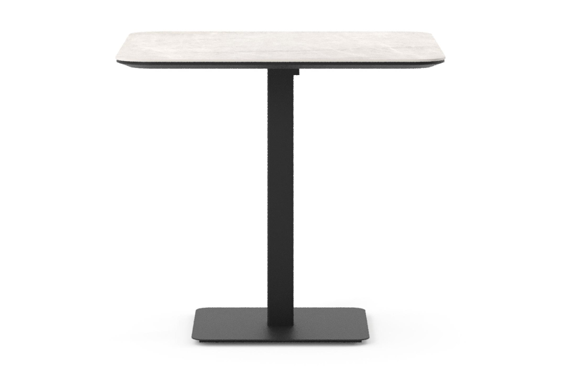 Fano tuintafel afgerond vierkant in zwart aluminium en volkeramiek Taj Mahal - L 80 x B 80 x H 72.5 cm