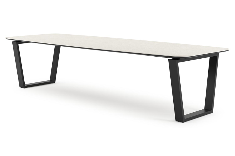 Pagino tuintafel in zwart aluminium en volkeramiek shilin - L 315 x B 115 x H 74 cm