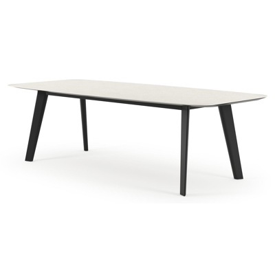 Table de jardin Lacrima en aluminium noir et céramique pleine shilin - Lg 255 x Larg. 115 x H 74 cm