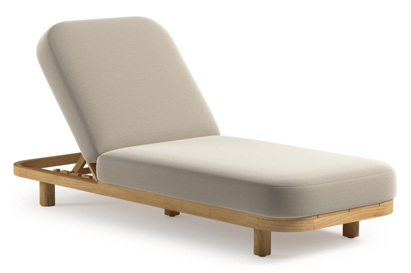 Donato verstelbaar ligbed in teak met All Weather Sunbrella® luxe lopi marble kussen