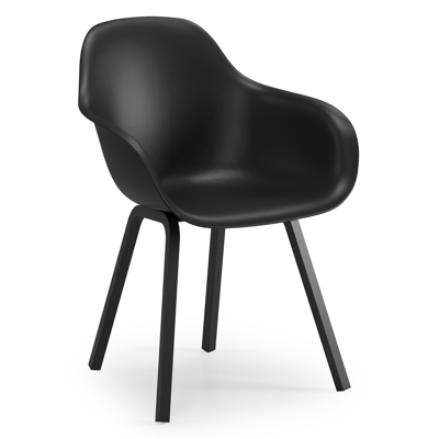 Ensemble de jardin Trente en aluminium noir avec plateau de table en céramique verre gris et 6 chaises de jardin Puglia