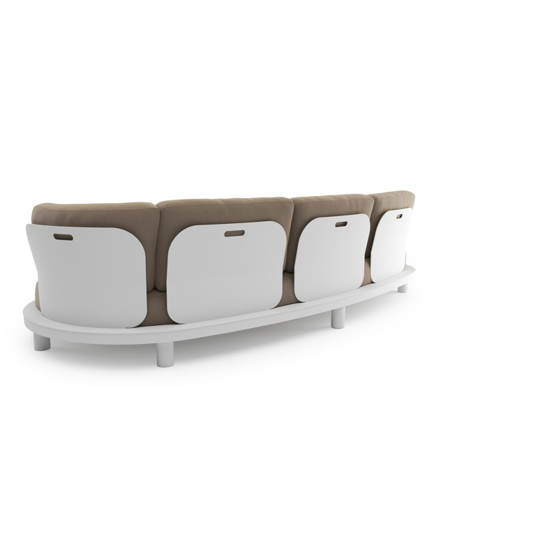 Canapé de jardin Donato en aluminium blanc et coussins en all weather sunbrella® luxe natte heather grey