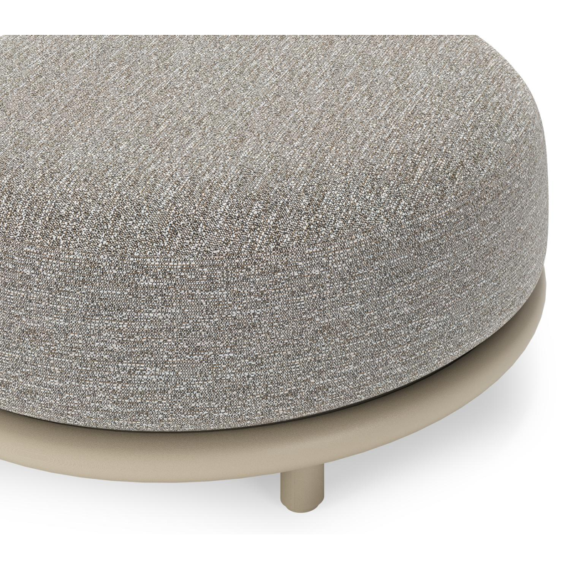 Lomano poef in beige aluminium en beige verticaal geweven luxe vlakke rope met Tundra Pepper all weather sunbrellaÂ® luxe