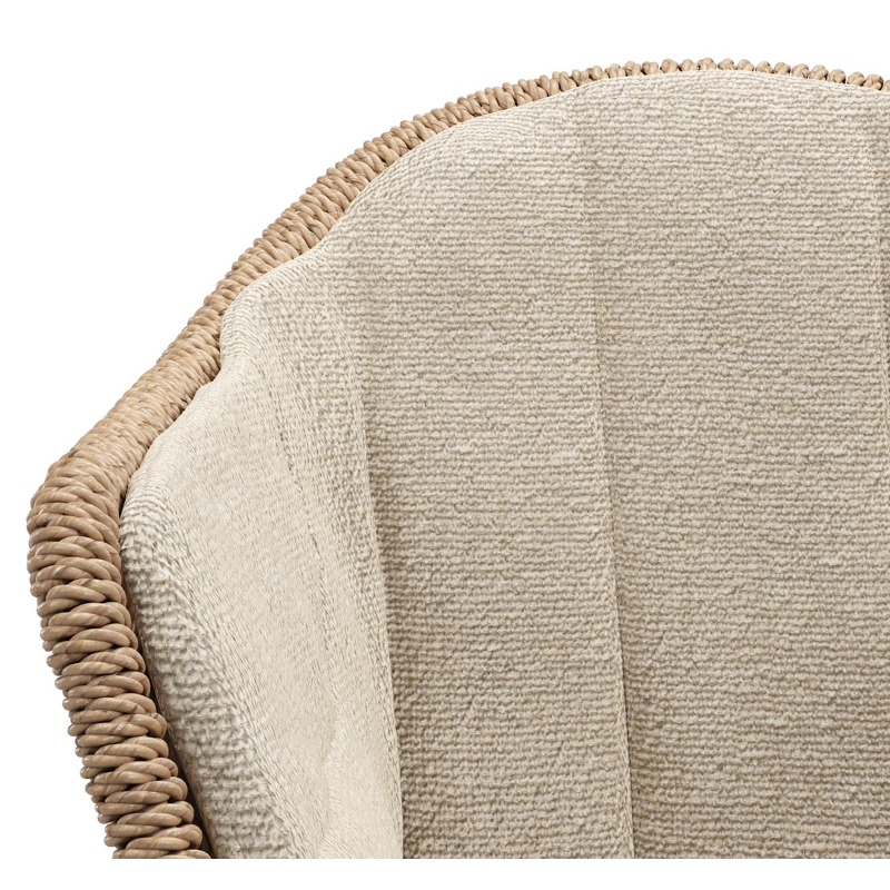 Pagino tuinstoel in zwart aluminium en naturel ronde wicker met zitkussen in All Weather Cosytica Marbella Sand