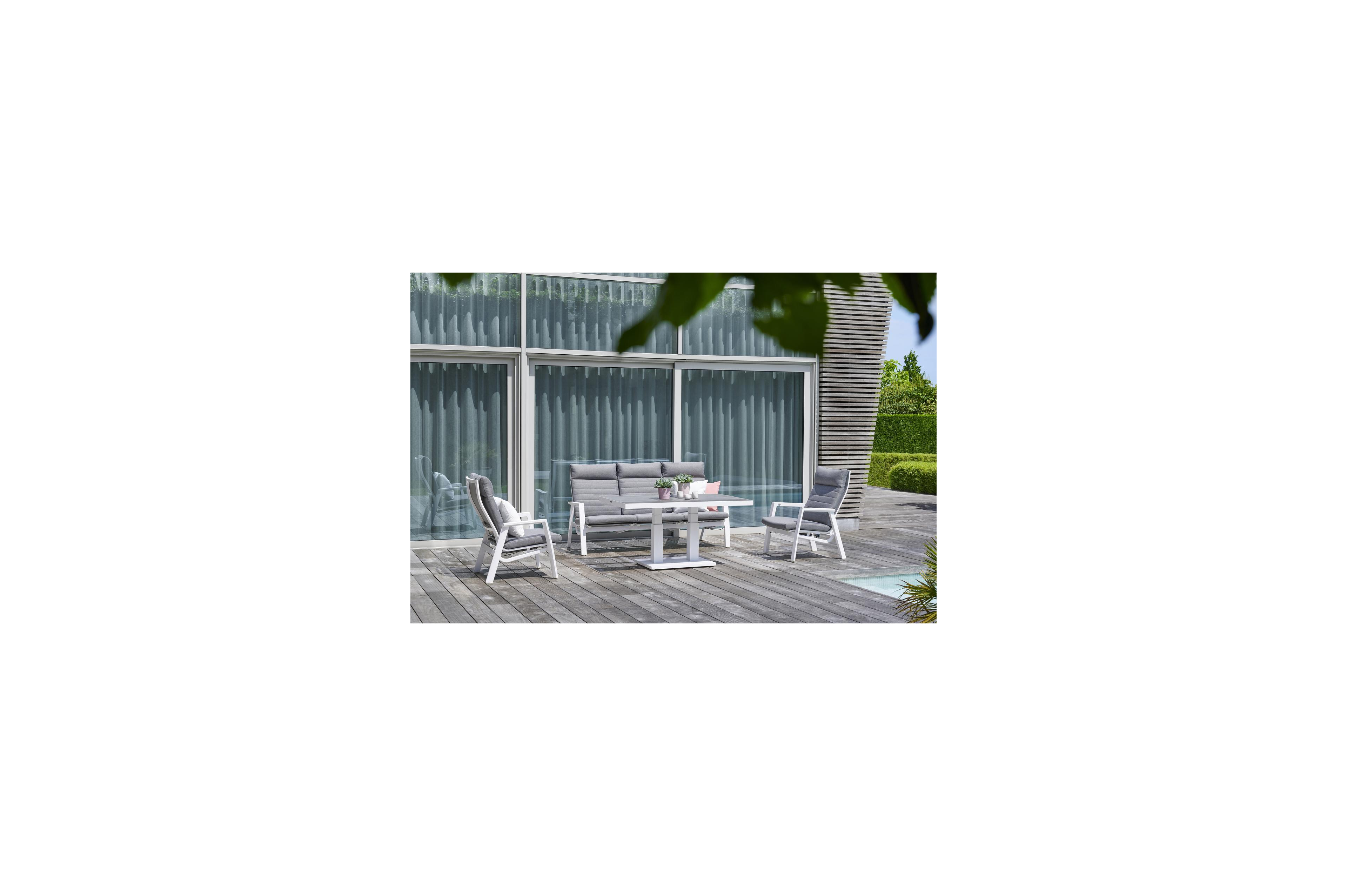 Prato loungezetel 3-zit in wit aluminium met grijs weather+ textilene kussen