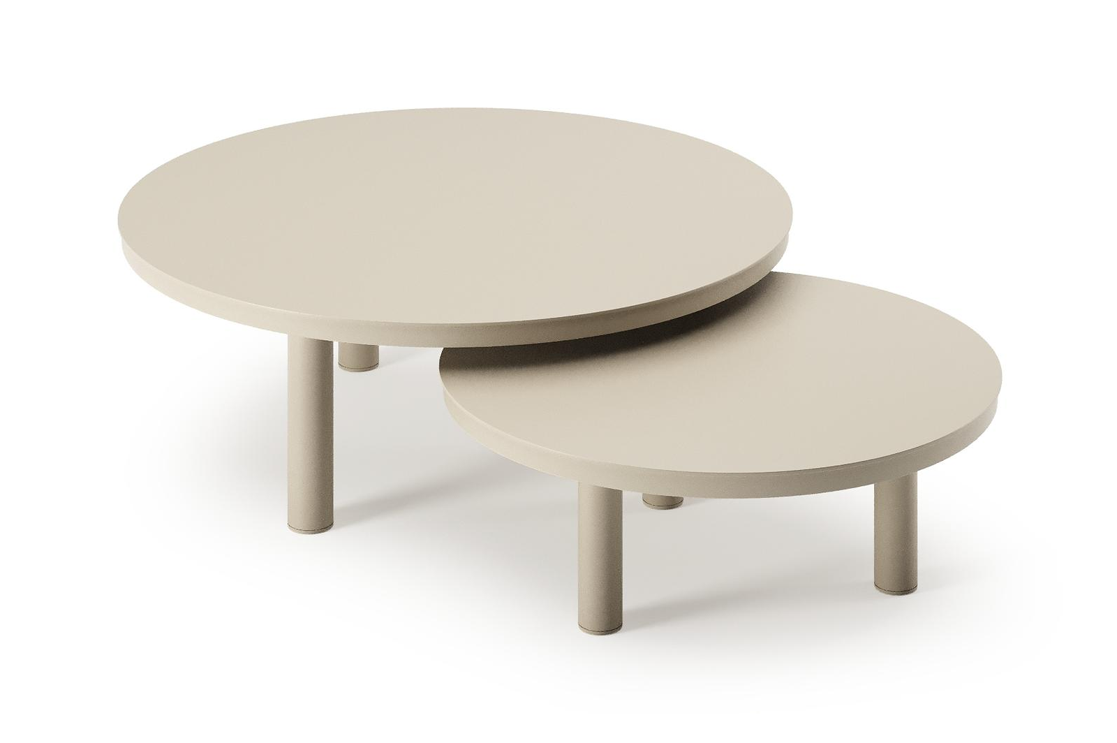 Tables basses Lindo en aluminium beige - Diam. 85 x Haut. 27 cm, Diam. 65 x Haut. 21 cm