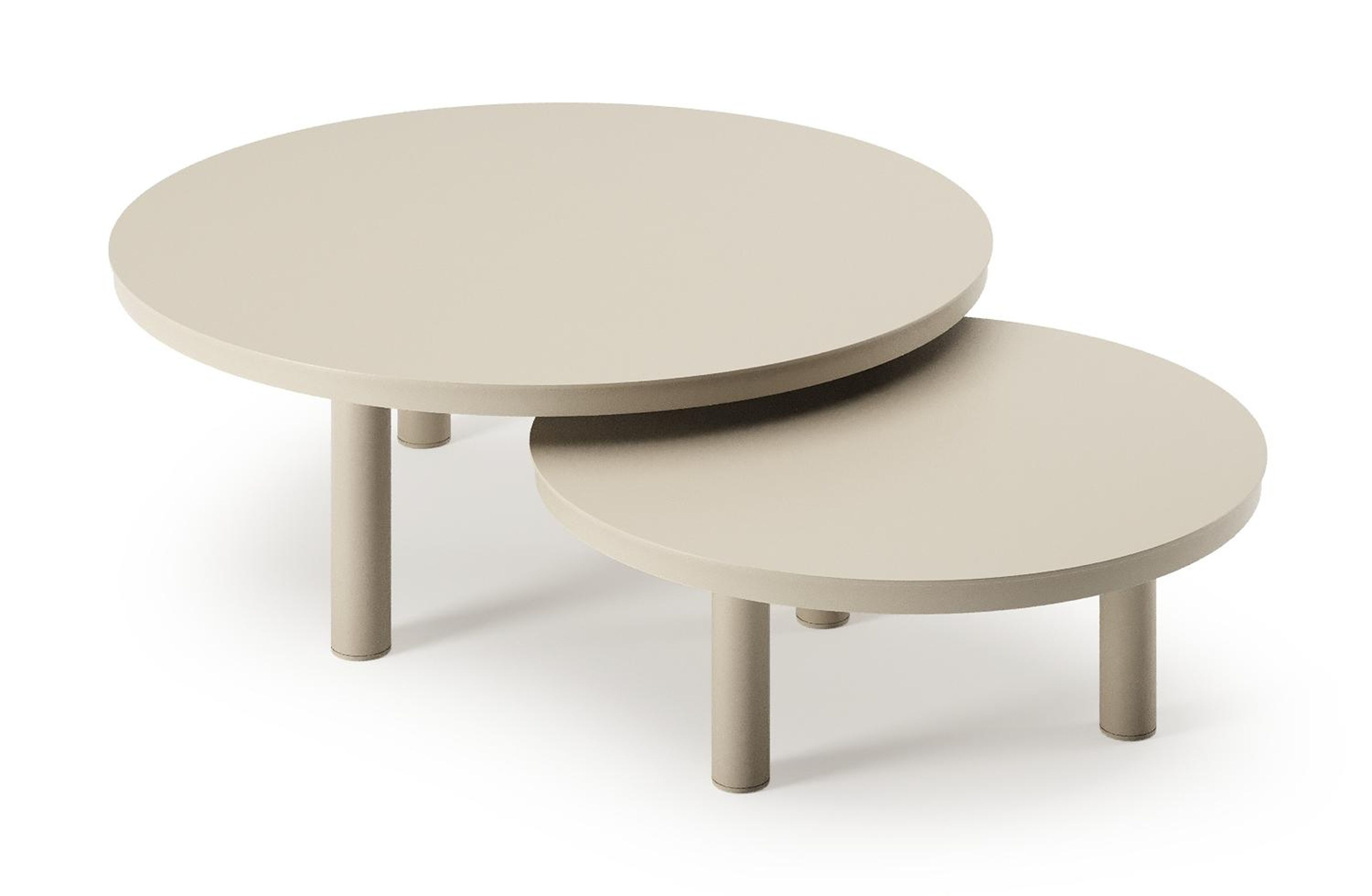 Lindo loungetafels in beige aluminium - Dia. 85 x H 27 cm, Dia. 65 x H 21 cm