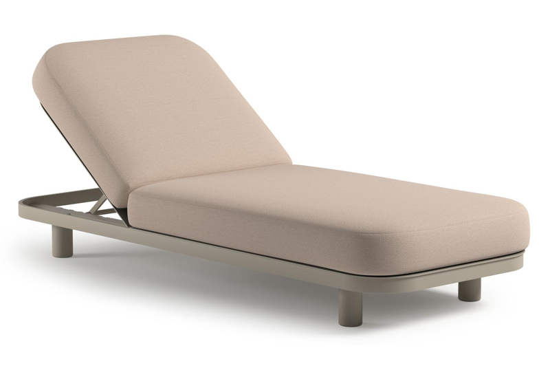 Donato verstelbaar ligbed in beige aluminium met All Weather Sunbrella® luxe wander pilat kussen
