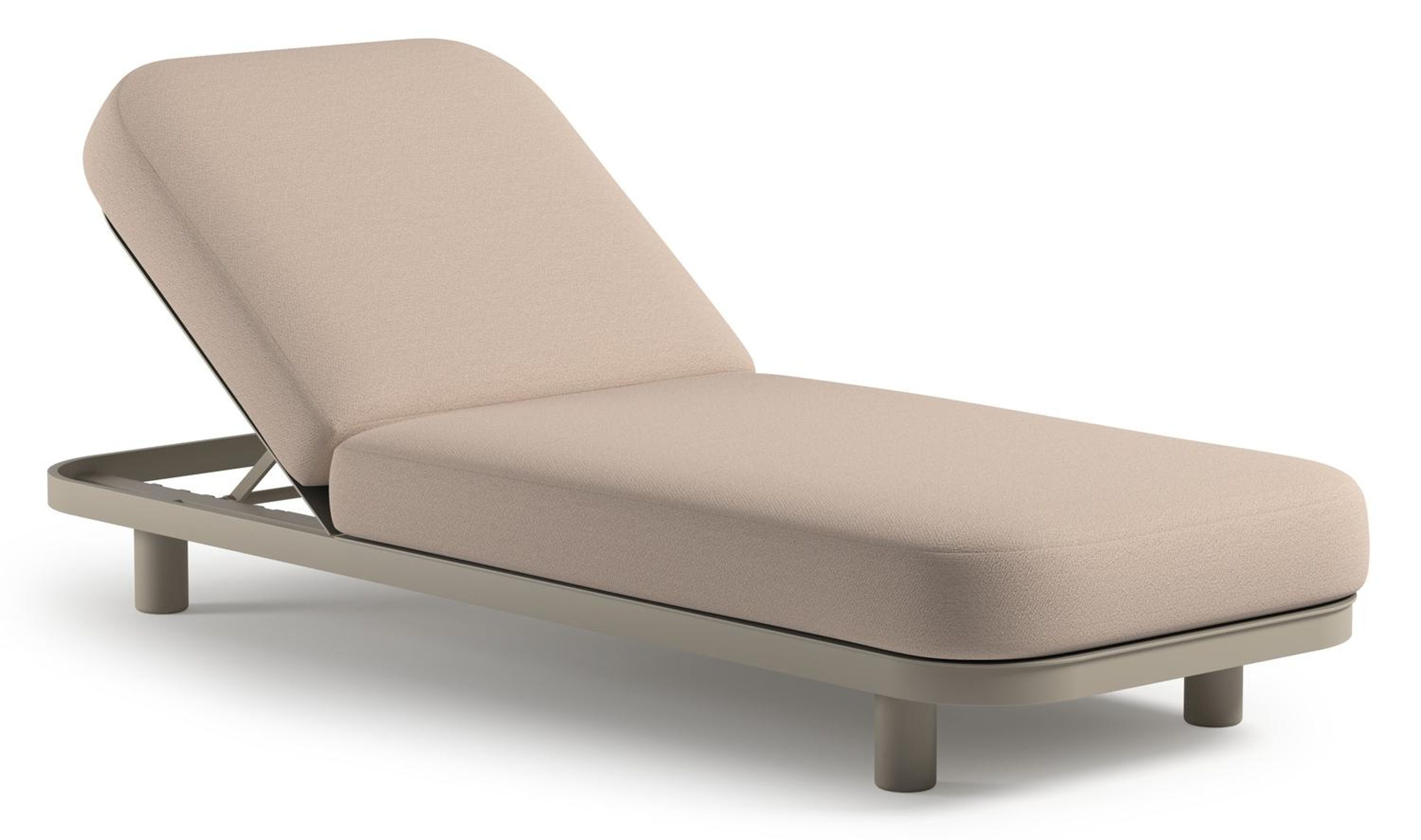 Donato verstelbaar ligbed in beige aluminium met All Weather Sunbrella® luxe wander pilat kussen