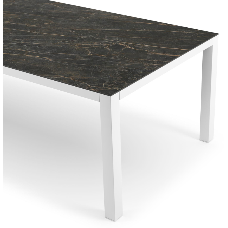 Como tuintafel in wit aluminium en volkeramiek Black Obsession - L 280 x B 110 x H 75 cm