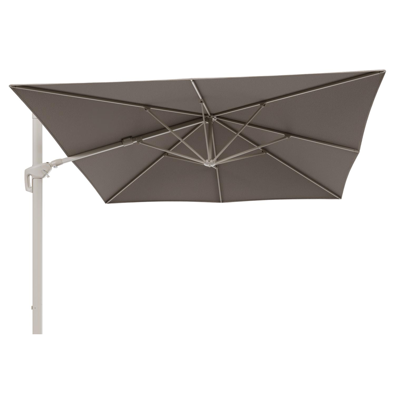 Minore zweefparasol met tiltfunctie in beige aluminium en Firenze Earth All Weather Solica parasoldoek - L1 350 x L2 350 cm (zonder voet) (zonder voet)