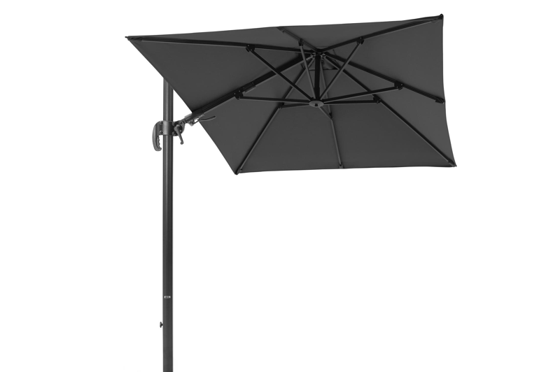 Avola zweefparasol met tiltfunctie in zwart aluminium met zwart sunbrella® premium parasoldoek - L1 200 x L2 300 cm (zonder voet)