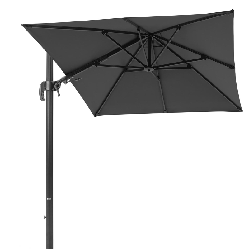 Avola zweefparasol met tiltfunctie in zwart aluminium met zwart sunbrella® premium parasoldoek - L1 200 x L2 300 cm (zonder voet)