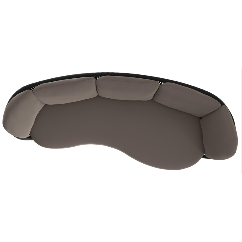 Canapé de jardin Lupino en aluminium noir et corde large plate de luxe tissée verticalement noir et coussins en all weather sunbrella® luxe natte nature grey