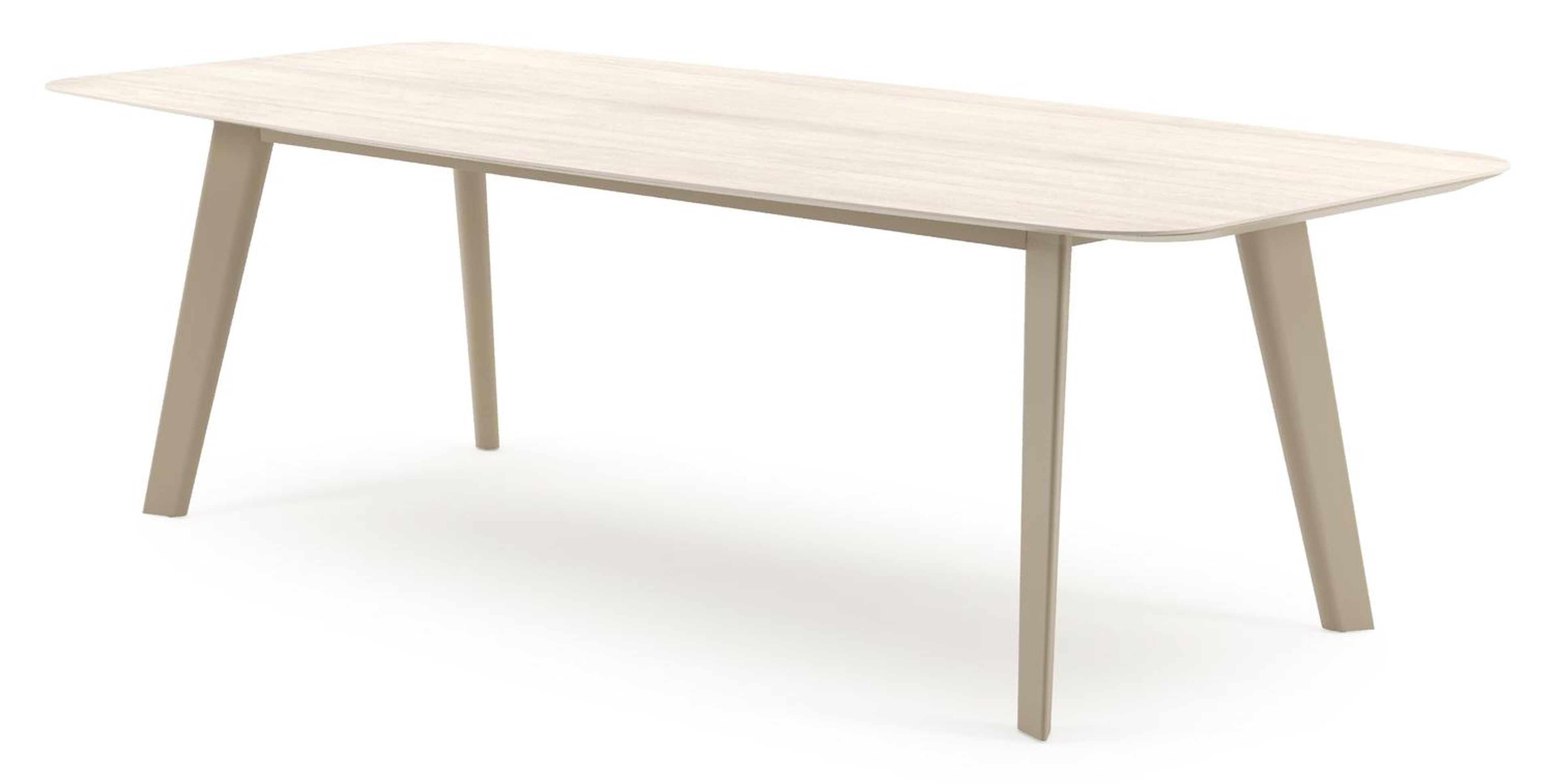 Lacrima tuintafel bootvorm in beige aluminium en volkeramiek Travertino Bianco - L 255 x B 115 x H 74 cm