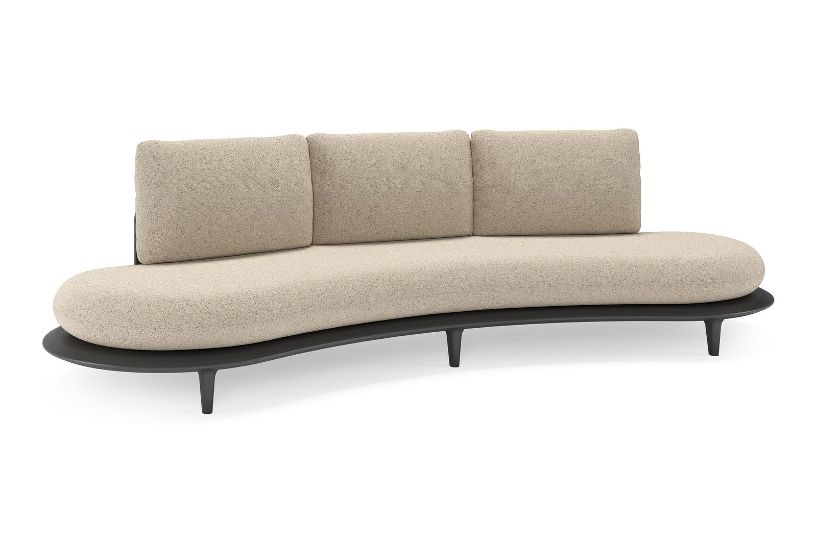 Bomero loungebank in zwart aluminium met bora forest all weather cosytica kussen