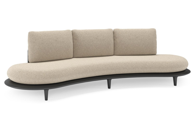 Canape de jardin Bomero en aluminium noir et coussins en all weather cosytica bora forest