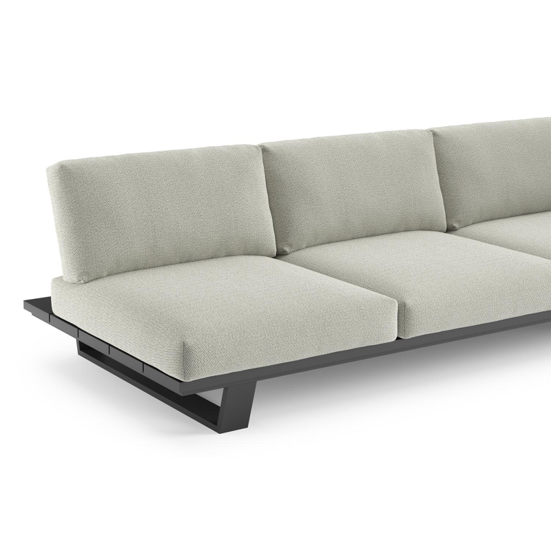 Pagino loungeset in zwart aluminium met lopi bud all weather sunbrella® luxe kussen