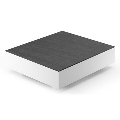 Como loungetafel rechthoekig in wit aluminium en volkeramiek Basalt Black - L 70 x B 80 x H 20 cm