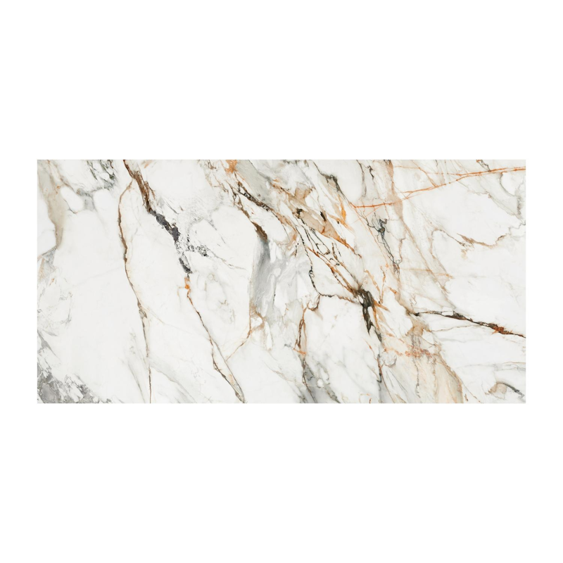 Table de jardin Nano en aluminium blanc et céramique pleine calacatta luxe - Lg 200 x Larg. 100 x H 76 cm