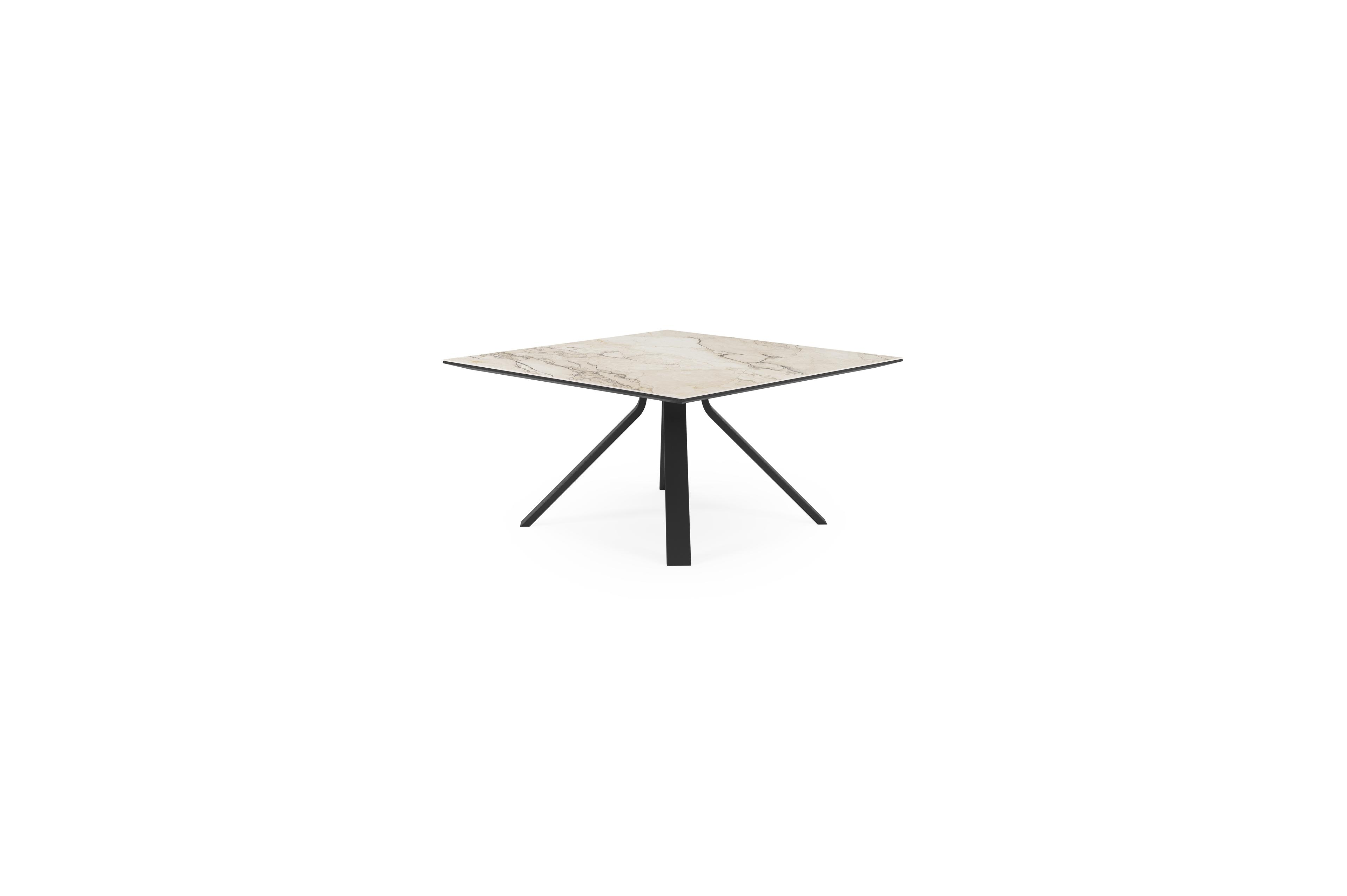 Cesano tuintafel vierkant in zwart aluminium en volkeramiek colorado dunes - L 148 x B 148 x H 73.5 cm