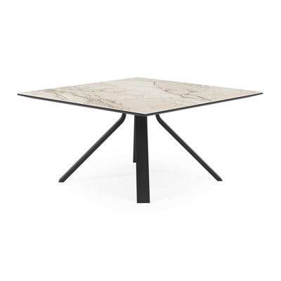 Cesano tuintafel vierkant in zwart aluminium en volkeramiek colorado dunes - L 148 x B 148 x H 73.5 cm