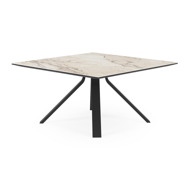 Cesano tuintafel vierkant in zwart aluminium en volkeramiek colorado dunes - L 148 x B 148 x H 73.5 cm