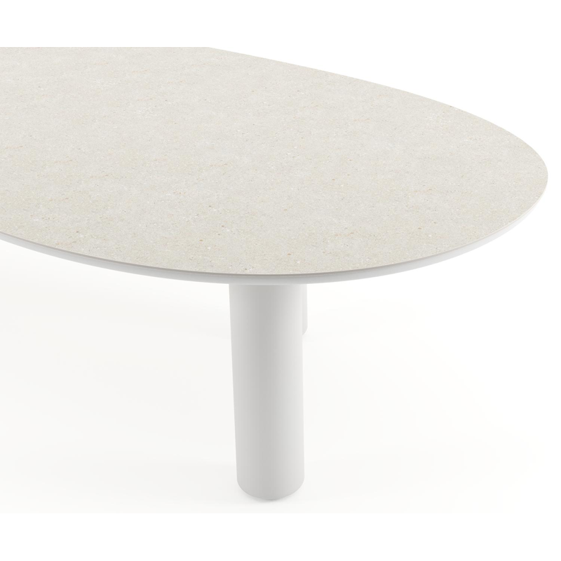 Amico tuintafel organisch in wit aluminium en volkeramiek Shilin - L 320 x B 145 x H 73.5 cm