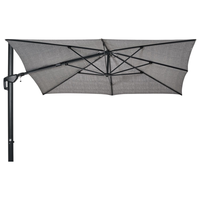 Minore zweefparasol met tiltfunctie in zwart aluminium met chartres drizzle all weather sunbrella® luxe parasoldoek - L1 370 x L2 280 cm (zonder voet)
