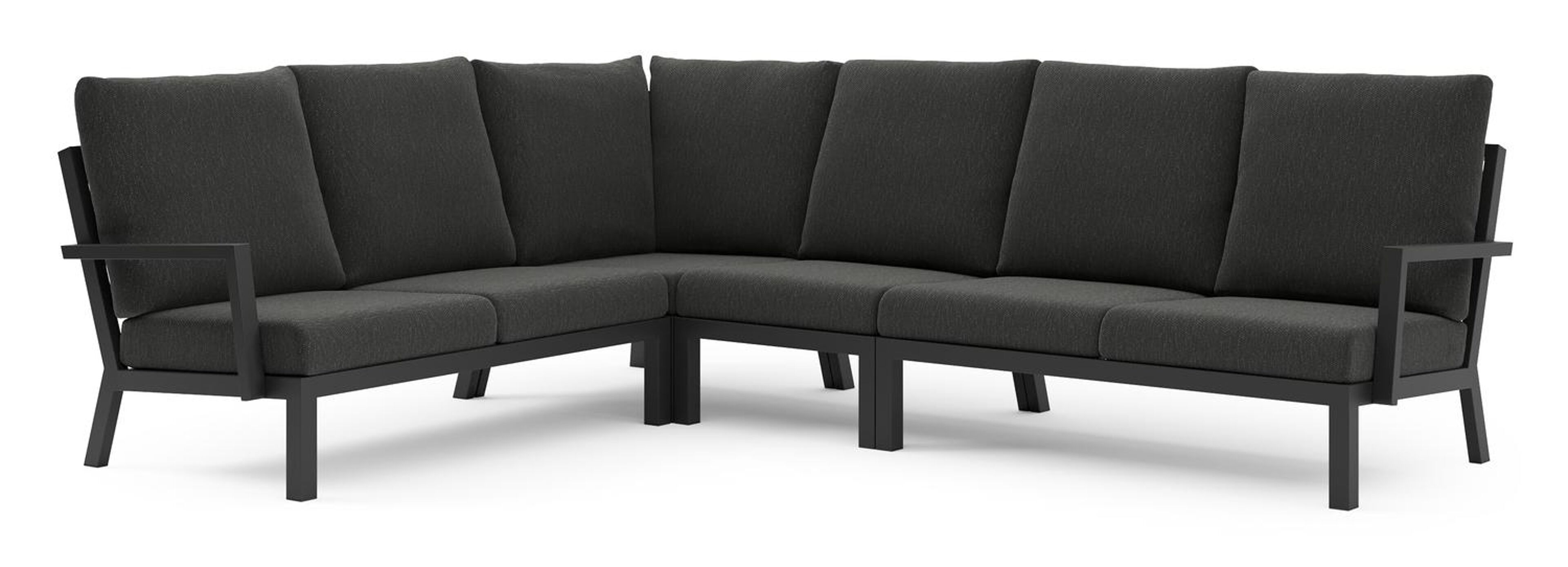 Arnes loungehoek in zwart aluminium met sky black weather+ softtouch kussen