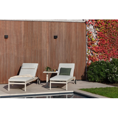 Talana bijzettafel in beige aluminium met sintered stone crema minerale - L 60 x B 40 x H 67,50 cm