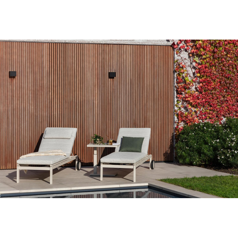 Talana bijzettafel in beige aluminium met sintered stone crema minerale - L 60 x B 40 x H 67,50 cm