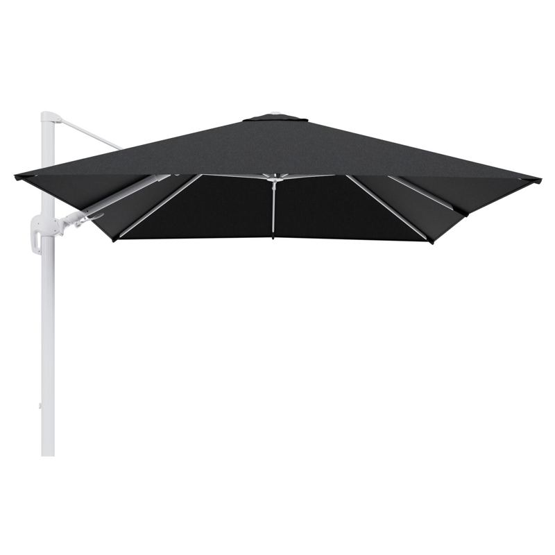 Parasol pendant Rufina avec fonction tilt en aluminium blanc et toile de parasol en All Weather Sunbrella® Luxe Chartres Sooty  - Lg.1 300 x Lg.2 300 cm (sans pied de parasol