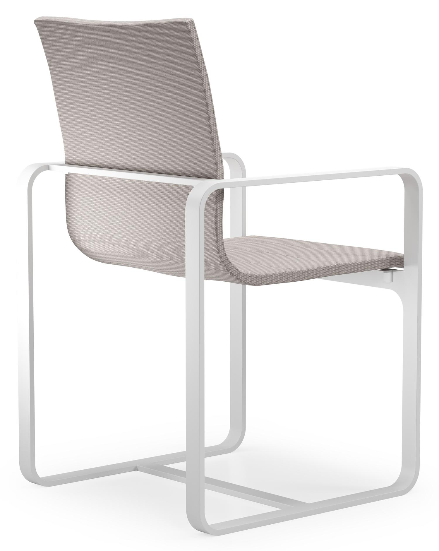 Chaise de jardin Atessa en aluminium blanc et textilène de luxe beige
