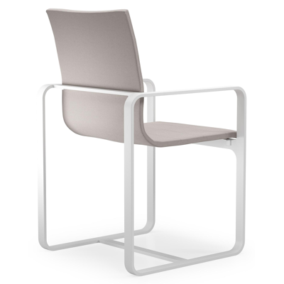 Atessa tuinstoel in wit aluminium en beige luxe textilene